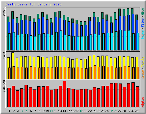 Daily usage for January 2025