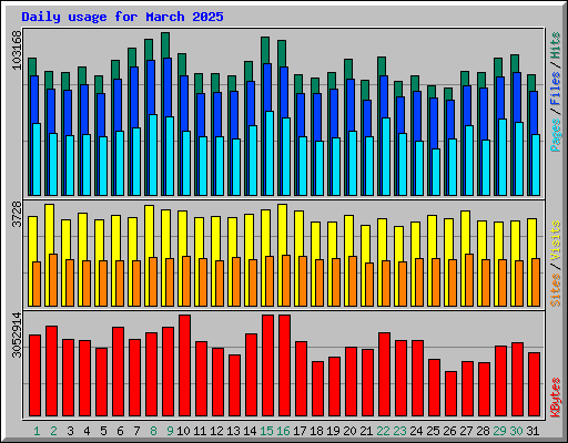 Daily usage for March 2025