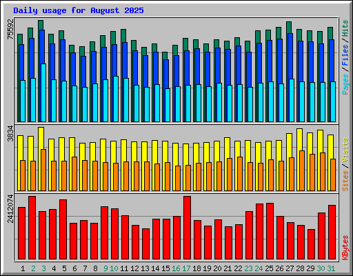 Daily usage for August 2025